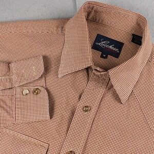 Lucchese Classics Mens Western Shirt Rust Red Tan Cotton Long Sleeve Size M